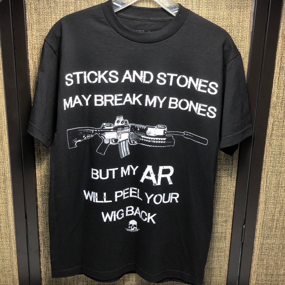 Outlaw Threadz Sticks and Stones Black SS T Shirt